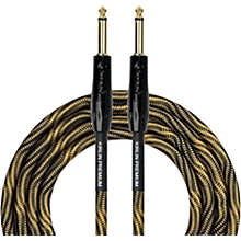 KIRLIN IWB Black/Gold Woven Instrument Cable 1/4 Straight 20 ft.