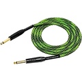 KIRLIN IWB Black/Green Woven Instrument Cable 1/4 Straight 10 ft.