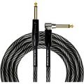 KIRLIN IWB Black/White Woven Instrument Cable 1/4 Straight to Right Angle 20 ft.
