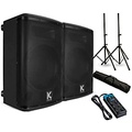 Kustom PA KPX15A 15 Powered Speaker Pair With Stands and Power Strip