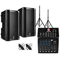 Harbinger L802 Mixer Package With VARI 4000 Series Speakers, Stands and Cables 12 Mains