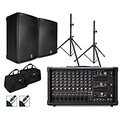 Harbinger LP9800 Powered Mixer Package With Kustom KPX Passive Speakers, Stands, Cables and Tote Bags 15 Mains