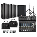 Harbinger LV12 Mixer Package With VARI V4100 Powered Speakers, VARI2318S Subwoofer, Stands, Cables, and Tote Bags 15 Mains