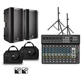 Harbinger LV14 Mixer With VARI V4100 Powered Speakers, Stands, Cables and Tote Bags 15 Mains