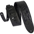 Levys M4WP 3 inch Wide Embossed Leather Guitar Strap Black