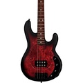 Sterling by Music Man StingRay Ray34 Burl Top Electric Bass Dark Scarlet Burst Satin