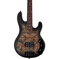 Sterling by Music Man StingRay Ray34 Burl Top Rosewood Fingerboard Electric Bass Transparent Black Satin