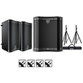 Harbinger VARI 2000 Series Powered Speakers Package With VS12 Subwoofer, Stands and Cables 8 Mains