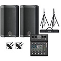 Harbinger VARI 2408 8 Powered Speakers Package With LX8 Mixer, Stands and Cables