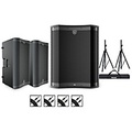 Harbinger VARI 3000 Series Powered Speakers Package With VS18 Subwoofer, Stands and Cables 12 Mains