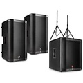 Harbinger VARI 4000 Series Powered Speakers Package With V2318S Subwoofer and Stands 15 Mains